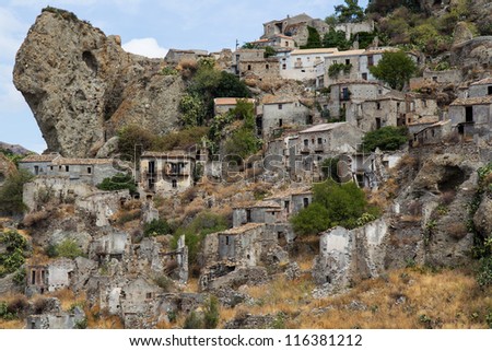 Pentedattilo,  a ghost town in Calabria, southern Italy