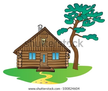 cartoon wood cabin