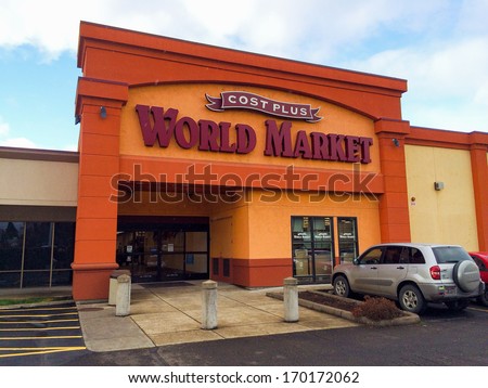 EUGENE, OR - DECEMBER 21: Cost Plus World Market store entrance on December 21, 2013 in Eugene, OR. Cost Plus World Market is a specialty import store located in 30 states.