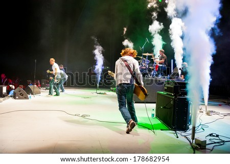 QUINCY, WA - JULY 27, 2006: Audio Adrenaline performs on stage at Creation NW, a 4 day Christian concert festival at the Gorge Ampitheater in Washington.