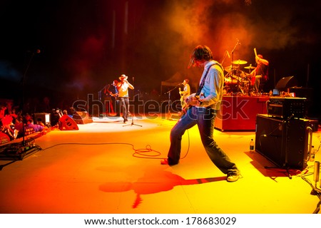 QUINCY, WA - JULY 27, 2006: Audio Adrenaline performs on stage at Creation NW, a 4 day Christian concert festival at the Gorge Ampitheater in Washington.