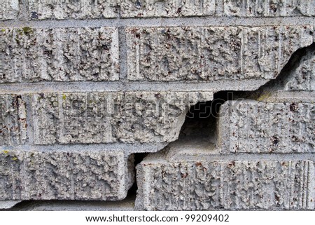 An old grey brick wall is breaking down and cracking from weather and decay. These are abstract background texture images.