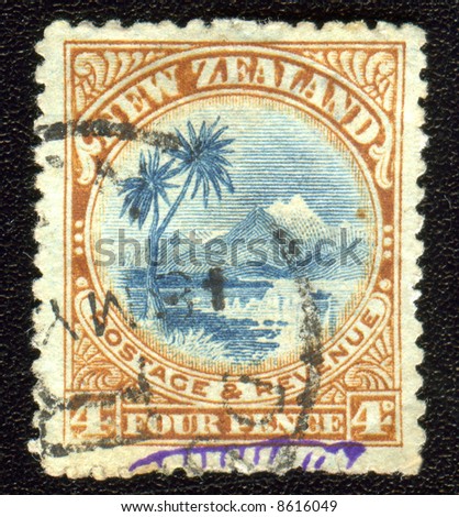 Vintage antique postage stamp from New Zealand
