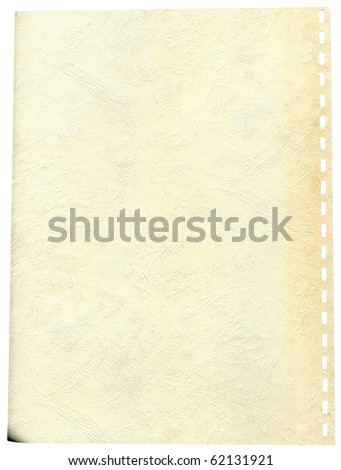 Old page from a notebook isolated on white background