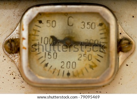 Close-up old scale display of thermometer