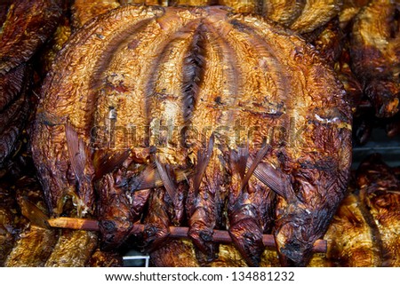grilled fish,dried fish on market Thailand