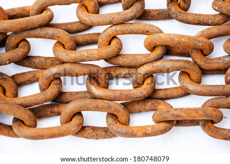 rusty on chains isolate on white background