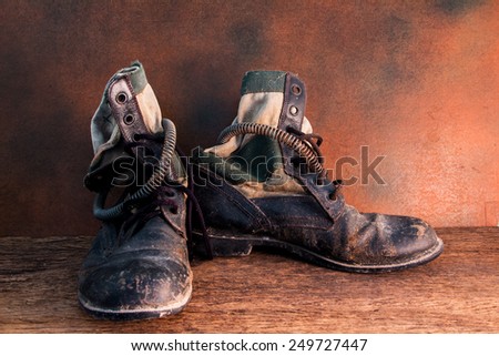 still life of old jungle boots