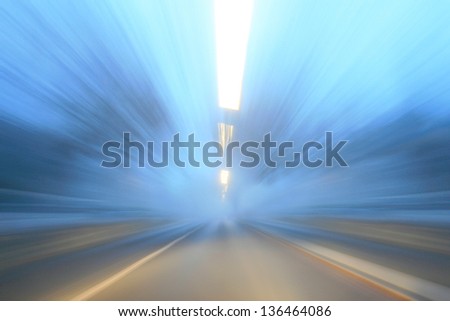 Road with motion blur, tunnel vision effect