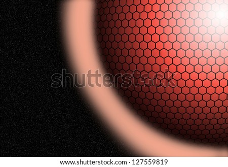 a graphic of fantasy disco ball party of universe ,honeycomb pattern background