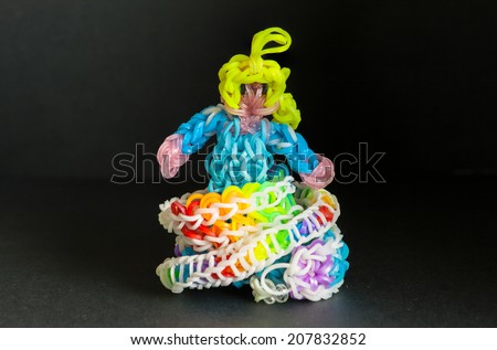 Rainbow loom rubber princess with colorful bracelet
