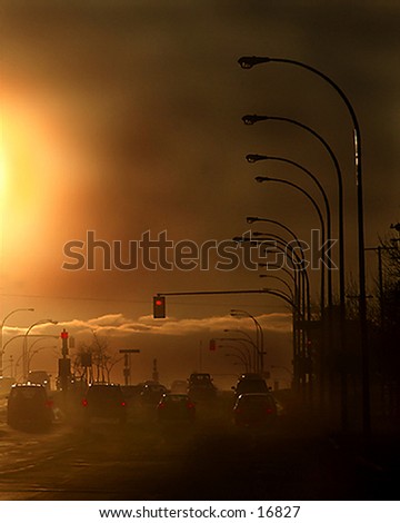 A dark pollution city image.