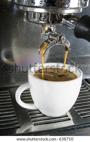 Double Americano being drawn from a professional espresso machine