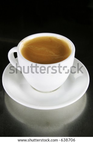Double Americano in a white coffee cup