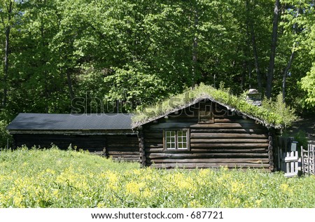 An old log house at the folk museum in Oslo Norway