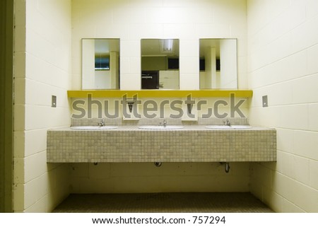 Bathroom on Sinks And Mirrors In A Public Bathroom Stock Photo 757294