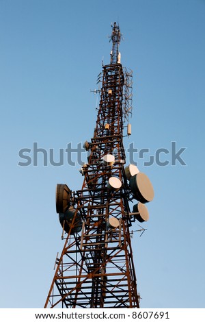 Radio Tower isolated on a blue sky