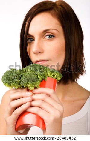 A female with a fast food healthy snack