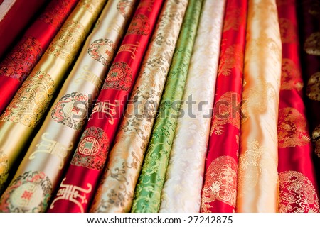 A collection of asian cloth on the roll background pattern
