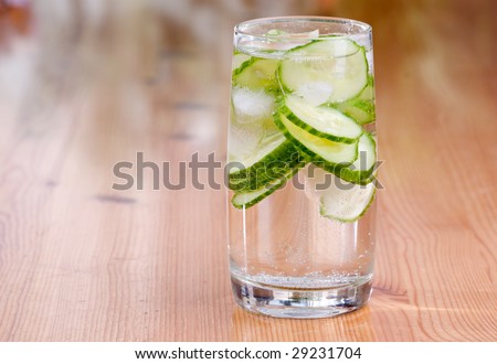 A tasty cucumber carbonated water beverage