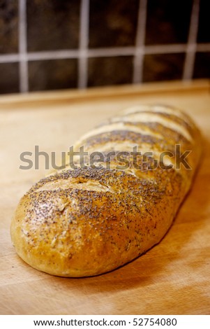 A loaf of whole wheat home made bread - shallow depth of field