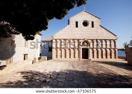 An old stone cathedral on the Island of Rab, Croatia - The Cathedral of the Holy Virgin Mary\'s Assumption
