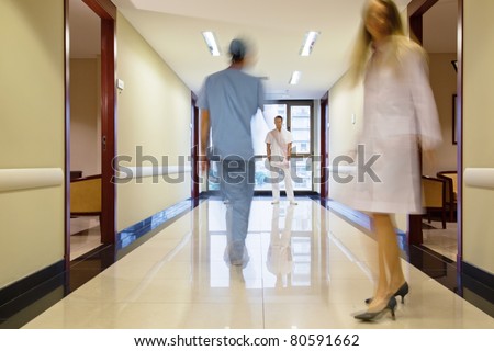 Busy Hospital Hallway