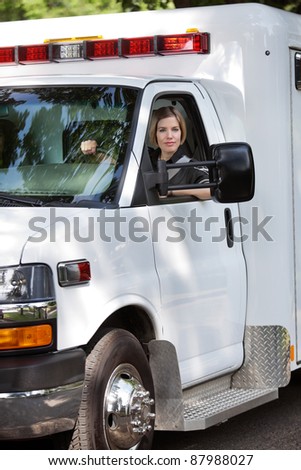 Portrait of a female ambulance driver