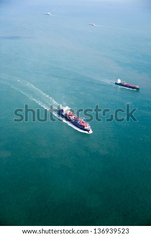 An ocean tanker on the open sea