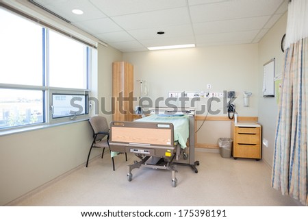 Interior of an empty hospital room