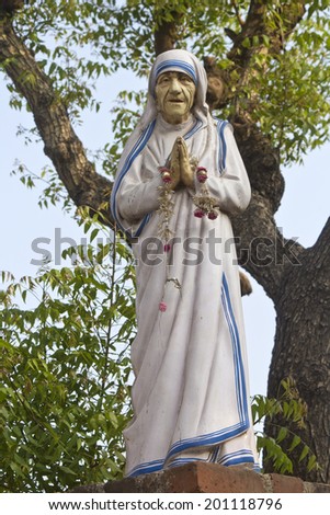 FEBRUARY 16, 2014, KANYAKUMARI, TAMIL NADU, INDIA - Sculpture of the Mother Theresa close to the Christian church