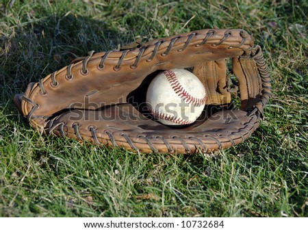 baseball glove and ball. stock photo : Baseball glove