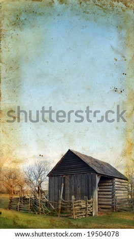 Old shed or cabin on grunge background.