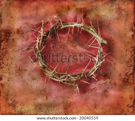 Crown of Thorns on a red grunge background.