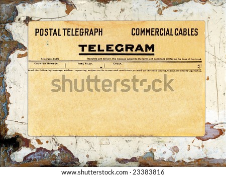 Blank telegram on grungy painted wood great for backgrounds.
