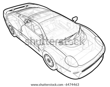 stock photo A schematic illustration of the Jaguar XJ220