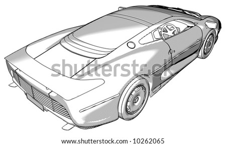 stock photo A schematic illustration of the Jaguar XJ220