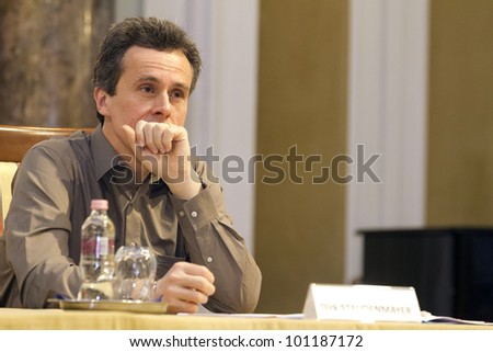 BUDAPEST, HUNGARY - APRIL 27: Dirk Staudenmayer, Head of Unit Civil and Contract Law, European Commission speaks on Conference on the Common European Sales Law org by ELTE Univ. on April 27, 2012..