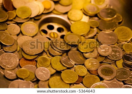 Money lost, euro coins