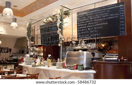 BUDAPEST, HUNGARY - JANUARY 10: Interior of the Bock Bistro Restaurant, awarded with the Bip Gourmand rating by Michelin inspectors for the good value on 10 January, 2010 in Budapest, Hungary.