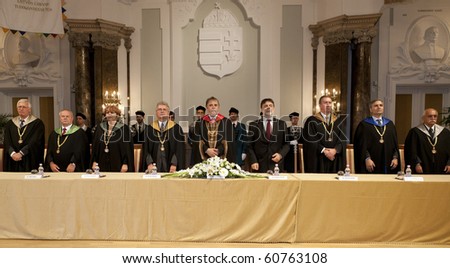 BUDAPEST, HUNGARY - SEPTEMBER 10: The senate on the annual opening ceremony of Eotvos Lorand University on September 10, 2010 in Budapest, Hungary.