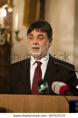 BUDAPEST, HUNGARY - SEPTEMBER 10: Tamas Fellegi Minister of National Development deliver a speech on the annual opening ceremony of Eotvos Lorand University on September 10, 2010 in Budapest, Hungary.
