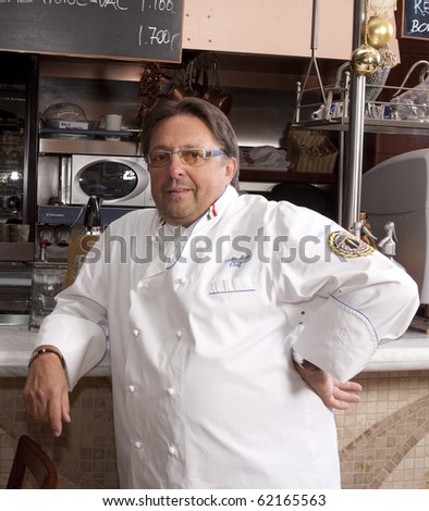 BUDAPEST, HUNGARY - JANUARY 10: Lajos Biro, hungarian master chef and TV star in his restaurant, Bock Bistro on January 10, 2010 in Budapest, Hungary.