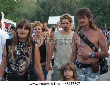 BUDAPEST, HUNGARY - JULY 26: Participants of the Sziget (Island) Cultural and Music Festival on July 26, 2003 in Budapest, Hungary.