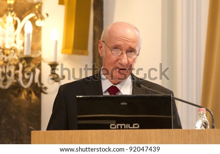 BUDAPEST, HUNGARY - JUNE 10: Prof. Istvan Kukorelli exppert, former Constitutional Court judge on the Conference about the Amendment to the Constitution in ELTE on June 10, 2011 in Budapest, Hungary.