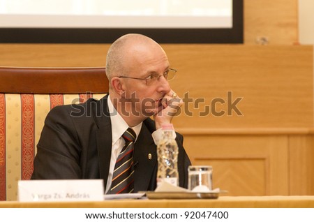 BUDAPEST, HUNGARY - JUNE 10: Varga Zs. Andras Vice President of Chief Prosecutor's Office of Hungary on the Conference about the Amendment to the Constitution on June 10, 2011 in Budapest, Hungary.