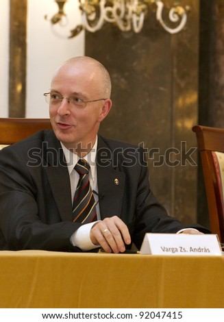 BUDAPEST, HUNGARY - JUNE 10: Varga Zs. Andras Vice President of Chief Prosecutor\'s Office of Hungary on the Conference about the Amendment to the Constitution on June 10, 2011 in Budapest, Hungary.