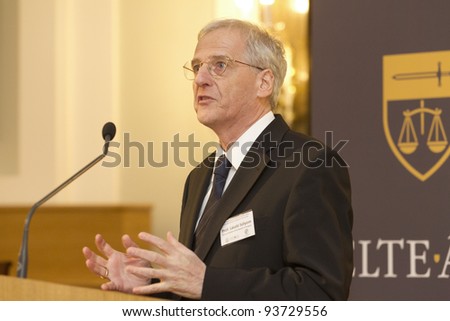 BUDAPEST - JANUARY 26: Prof. Laszlo Solyom former president of Hungary on the Conference \
