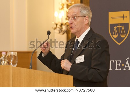 BUDAPEST - JANUARY 26: Prof. Laszlo Solyom former president of Hungary on the Conference 