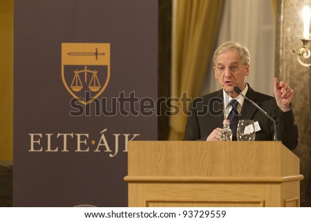 BUDAPEST - JANUARY 26: Prof. Laszlo Solyom former president of Hungary on the Conference 